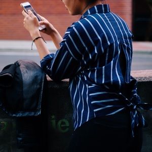 Button down top with open back